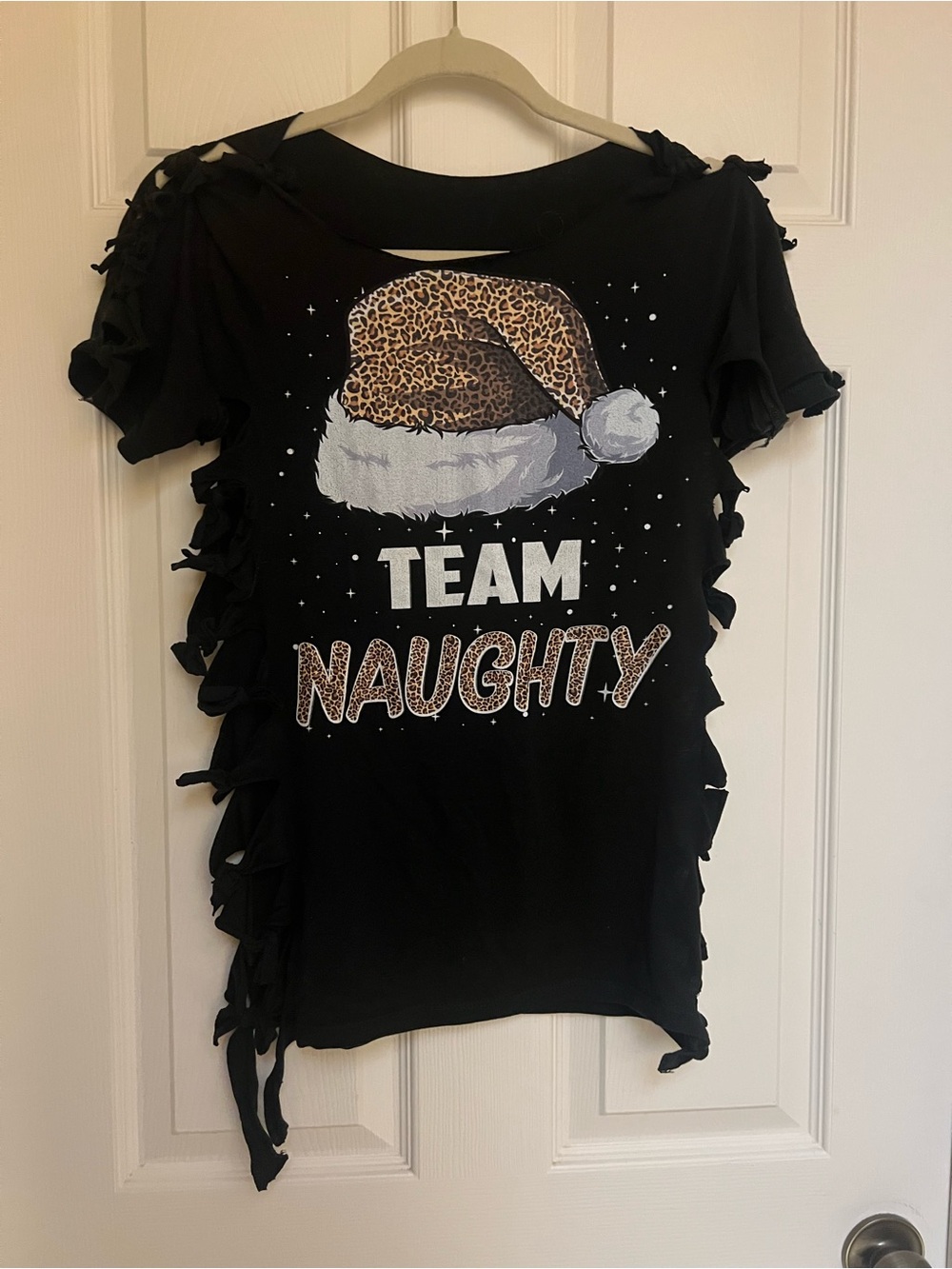 Team Naughty Leopard Santa Graphic Tee - Black